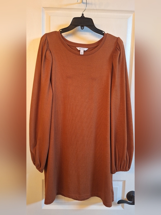 a new day Dresses & Skirts - A new day Rust-Colored Long Sleeve Shift Dress with Puff Sleeves